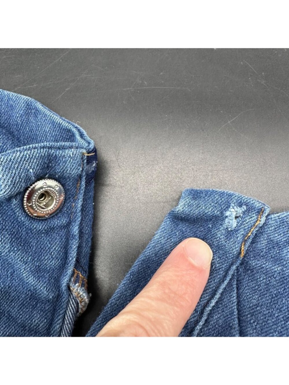 Denim Jumpsuit Puff Long Sleeve Snap Front Blue Jean Romper Pantsuit READ - Picture 6 of 9